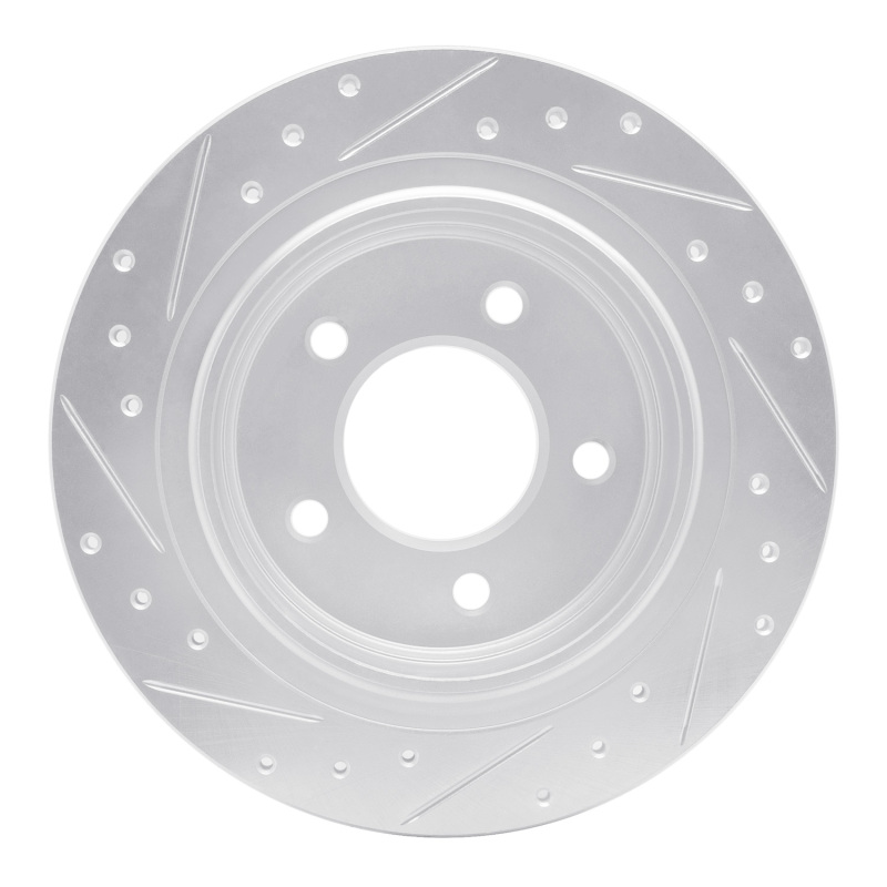 Chrysler Pacifica Brake Rotor (1) - Rear Right - R1 Concepts - Drilled & Slotted - Silver - `04-`08